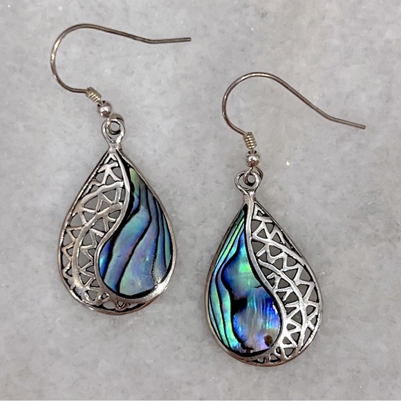 Jewelry - Abalone Shell Sterling Silver Dangle Earrings